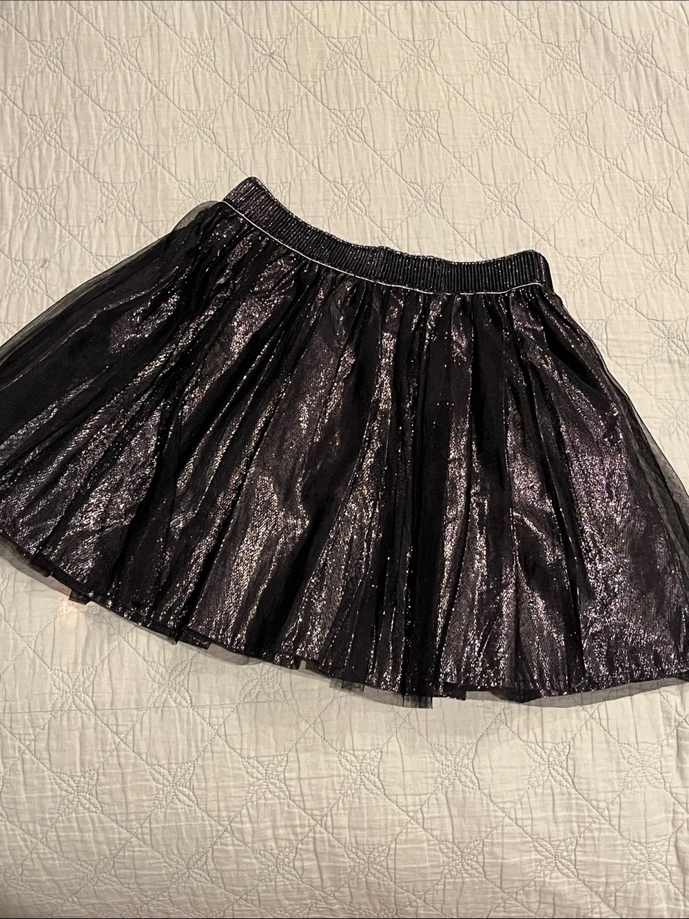 NWT, Black Shimmery Pleated Tulle Skirt